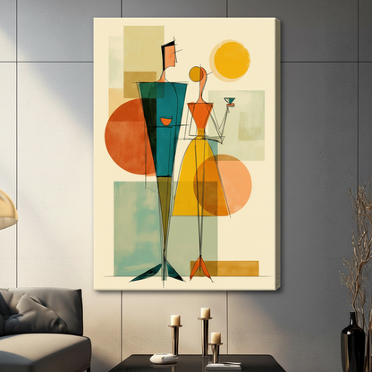 Mid-Century Modern Couple Abstract Canvas Art