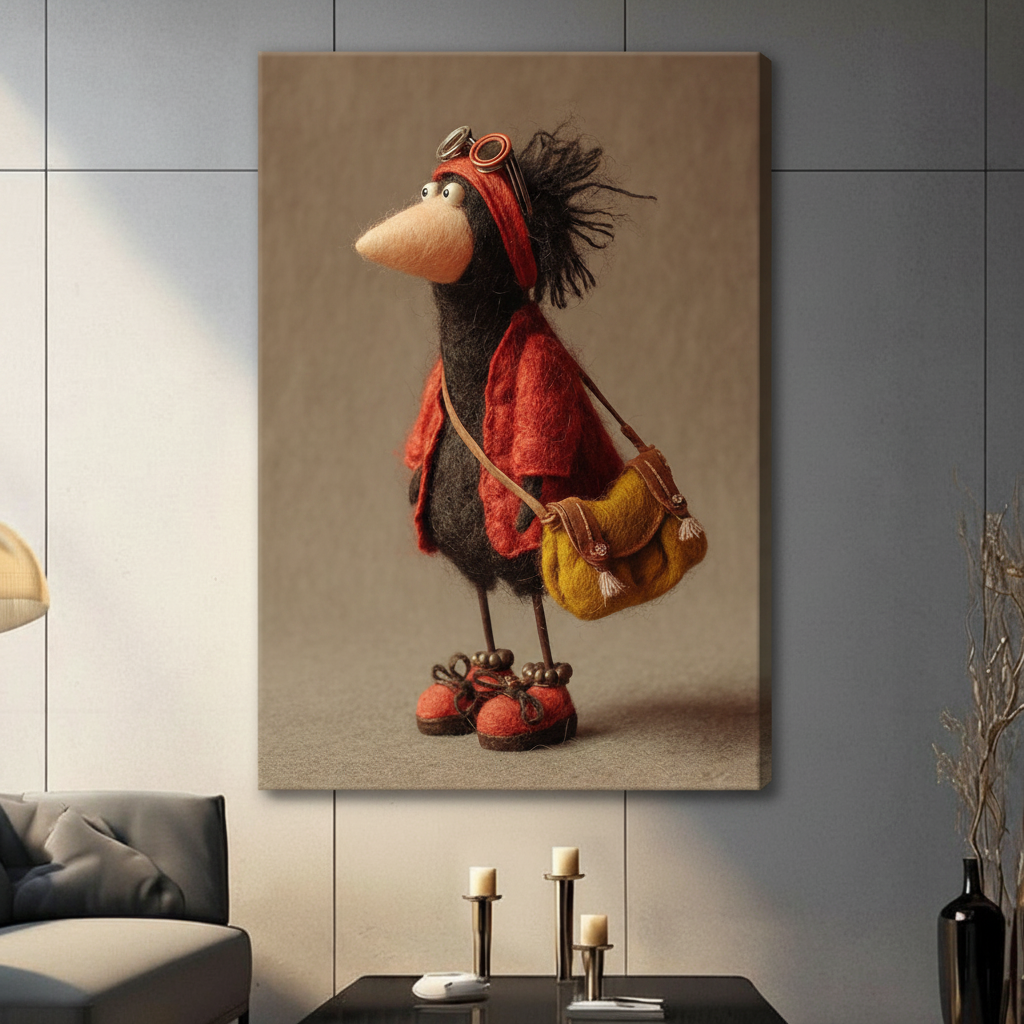 Whimsical Bird Traveler Canvas Wall Art