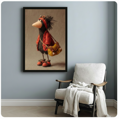 Whimsical Bird Traveler Canvas Wall Art