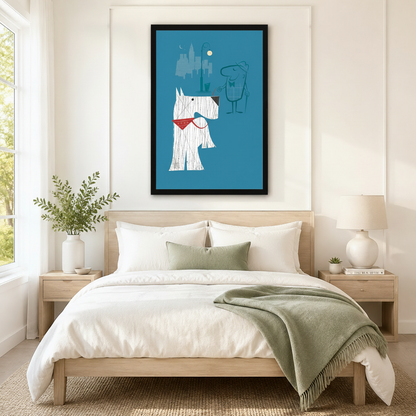 Retro City Dog Gentleman Canvas Wall Art