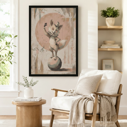 Vintage Circus Fox Whimsical Canvas Wall Art