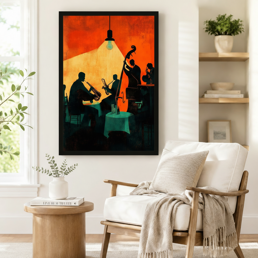 Jazz Bar Mid-Century Modern Canvas Art Wall Art