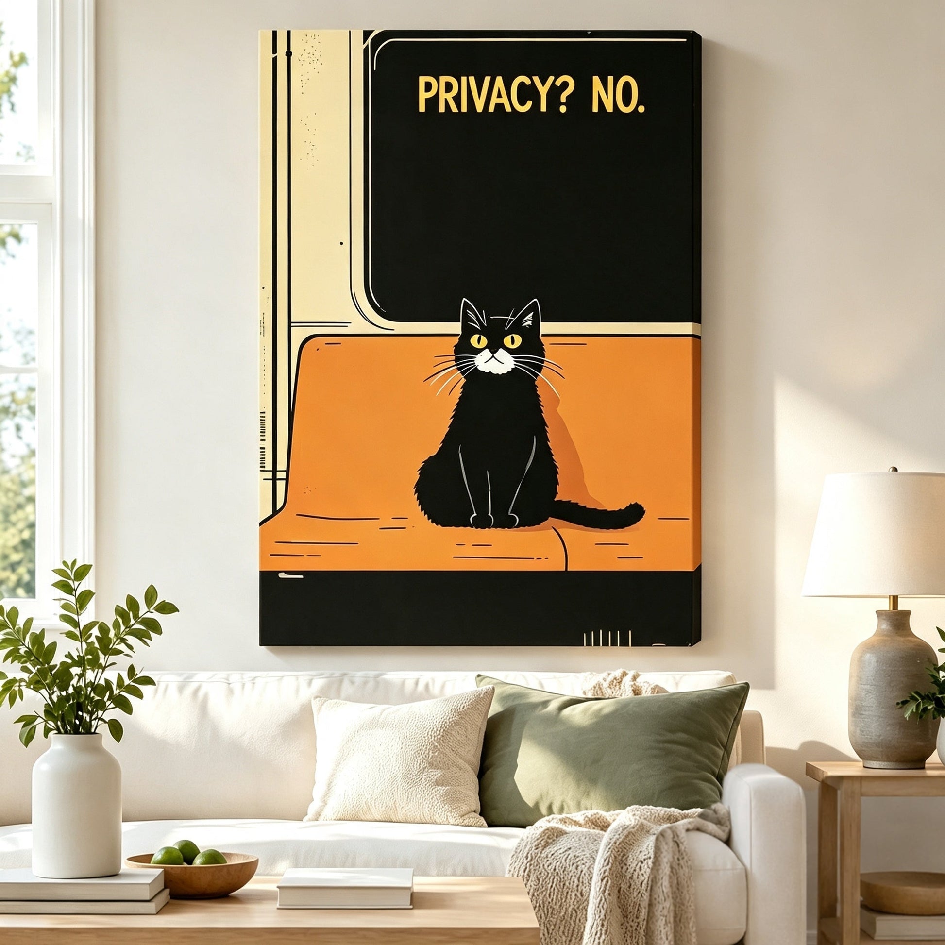 Privacy No Tuxedo Cat Retro Humor Canvas Wall Art