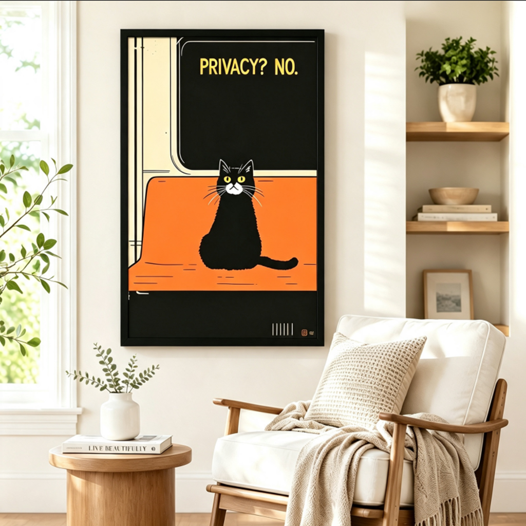 Privacy No Tuxedo Cat Retro Humor Canvas Wall Art