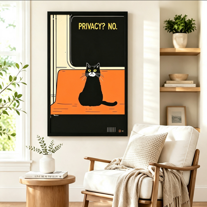 Privacy No Tuxedo Cat Retro Humor Canvas Wall Art