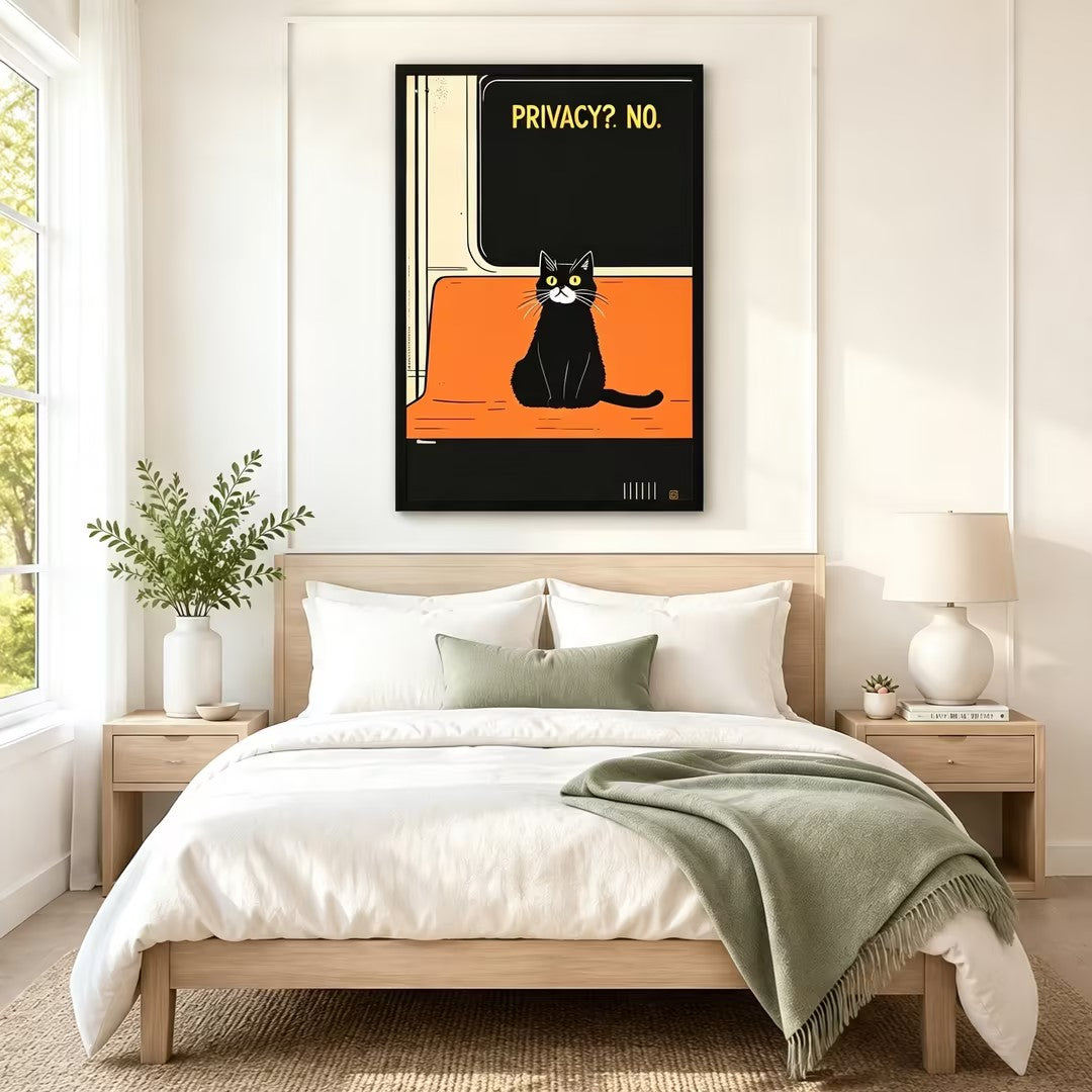 Privacy No Tuxedo Cat Retro Humor Canvas Wall Art