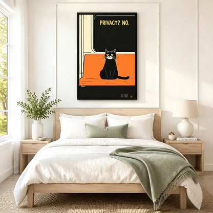 Privacy No Tuxedo Cat Retro Humor Canvas Wall Art