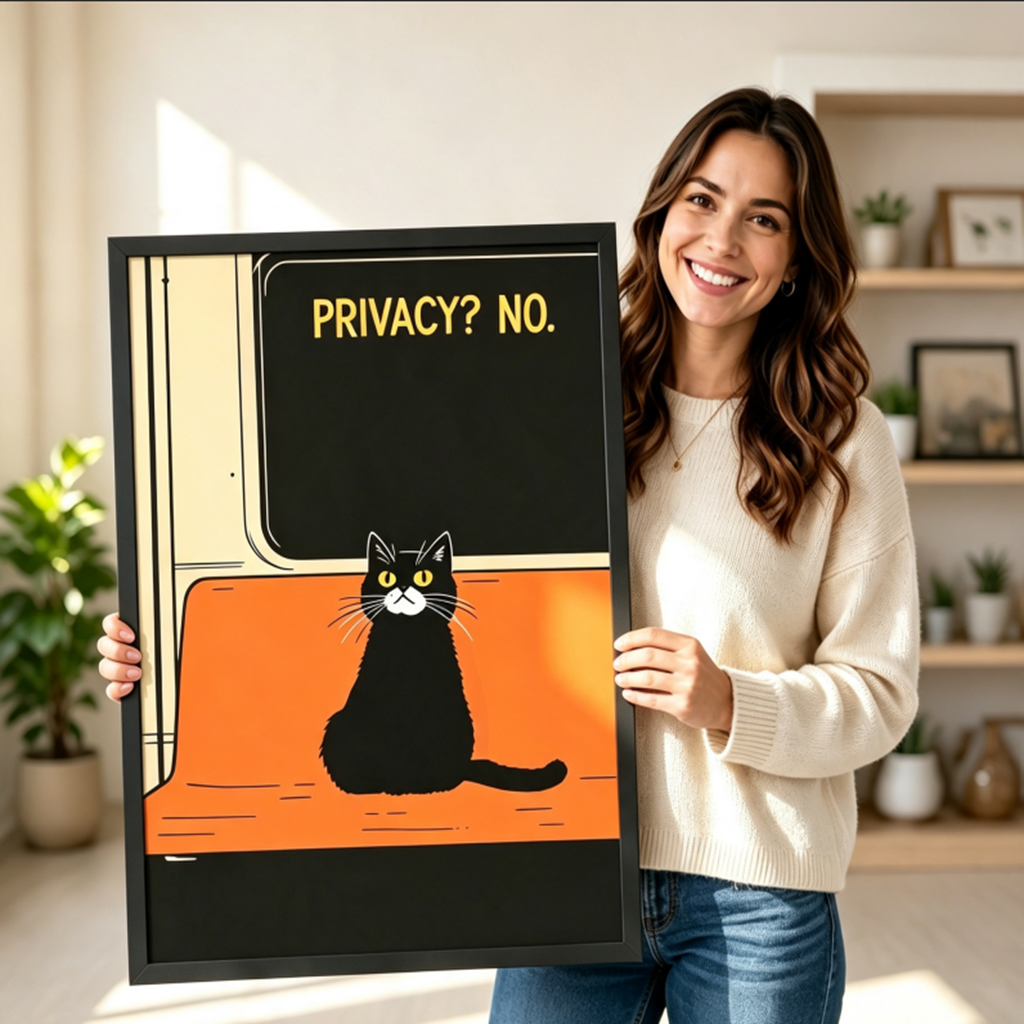 Privacy No Tuxedo Cat Retro Humor Canvas Wall Art
