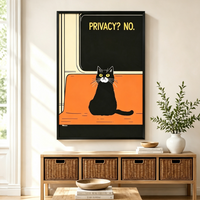 Privacy No Tuxedo Cat Retro Humor Canvas Wall Art
