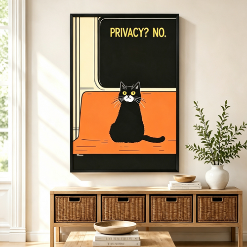 Privacy No Tuxedo Cat Retro Humor Canvas Wall Art