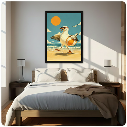 Retro Beach Seagull Sunglasses Canvas Art Wall Art