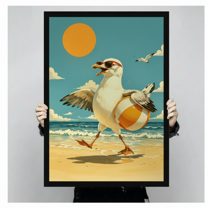 Retro Beach Seagull Sunglasses Canvas Art Wall Art