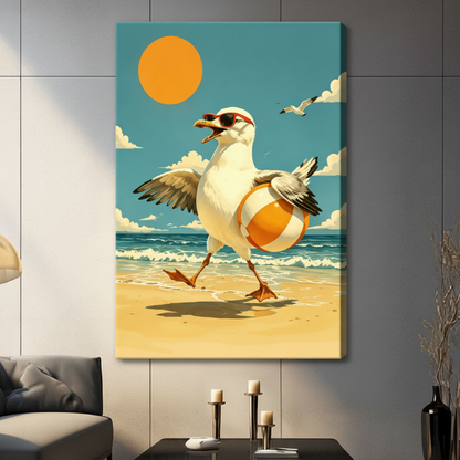 Retro Beach Seagull Sunglasses Canvas Art Wall Art
