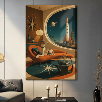 Retro Space Age Greyhound Mid-Century Canvas Art