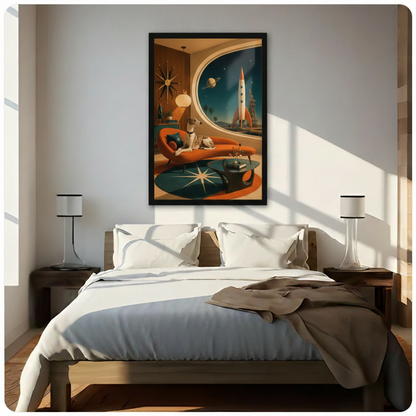 Retro Space Age Greyhound Mid-Century Canvas Art