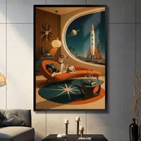 Retro Space Age Greyhound Mid-Century Canvas Art