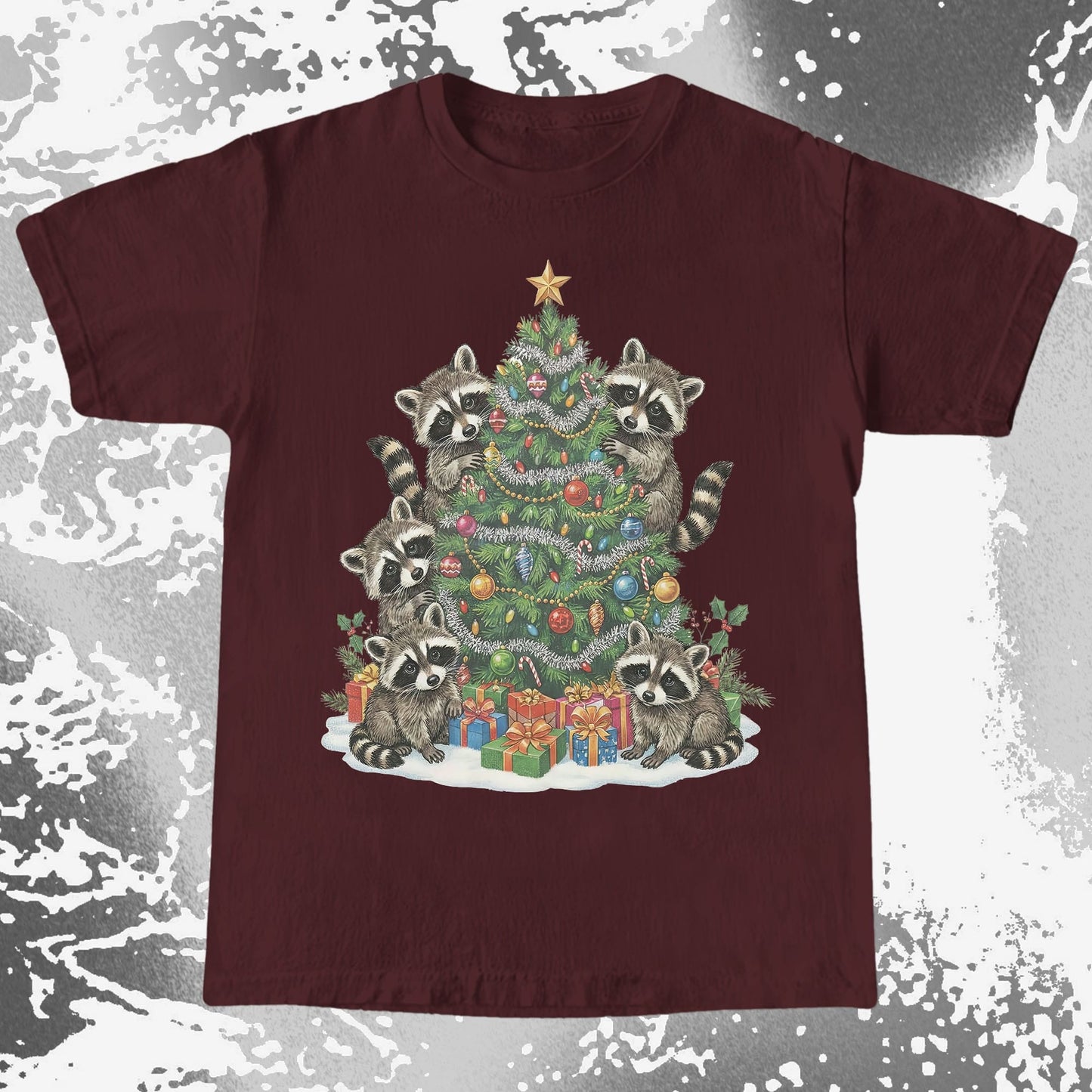 Raccoon Christmas Tree, funny meme tee gift (view 6)