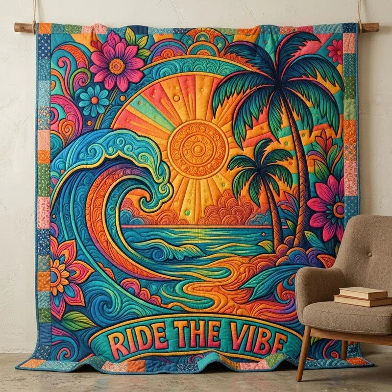 Ride the Vibe Quilt Blanket - Quilted Blanket by Wild and Way