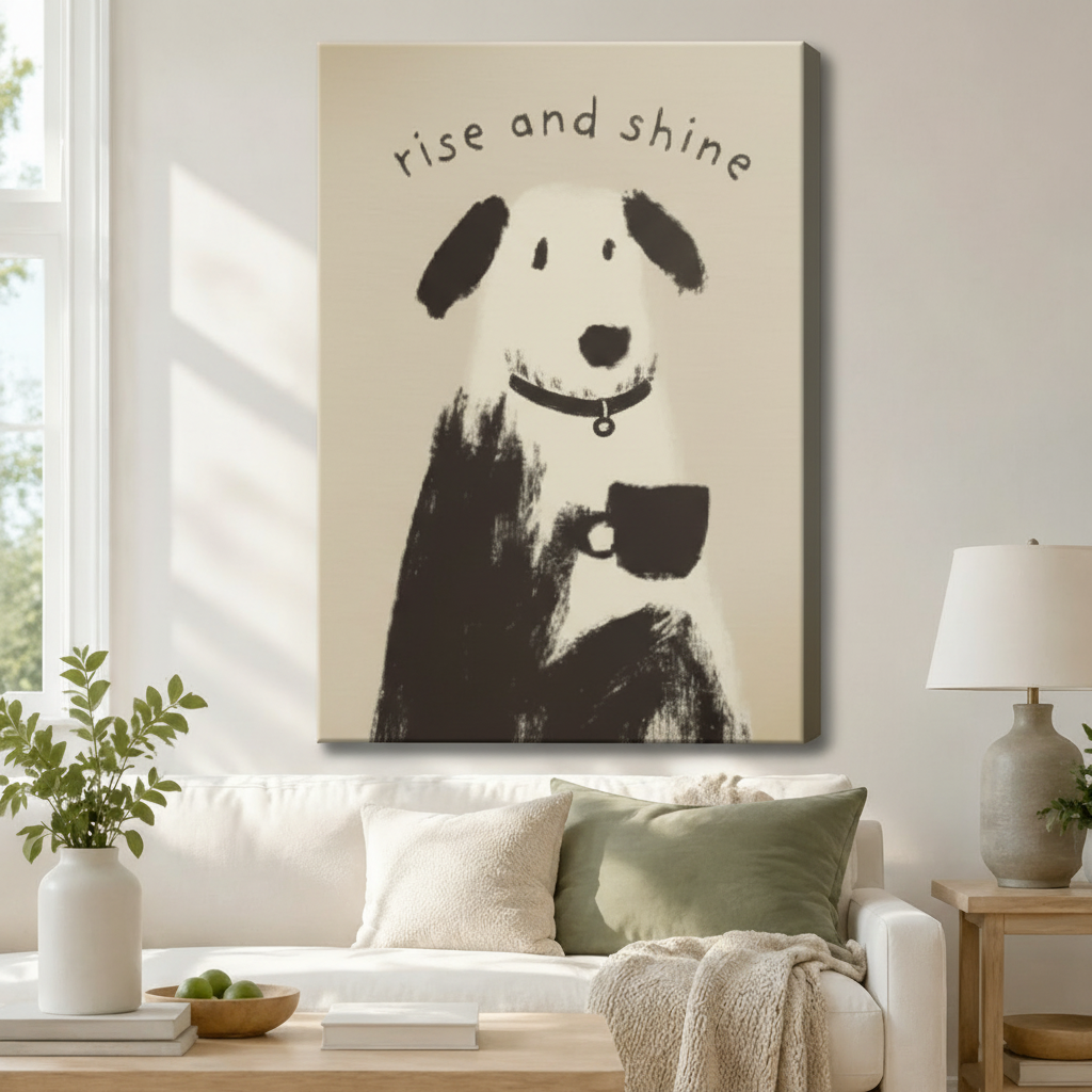 Rise and Shine Dog Canvas Wall Art