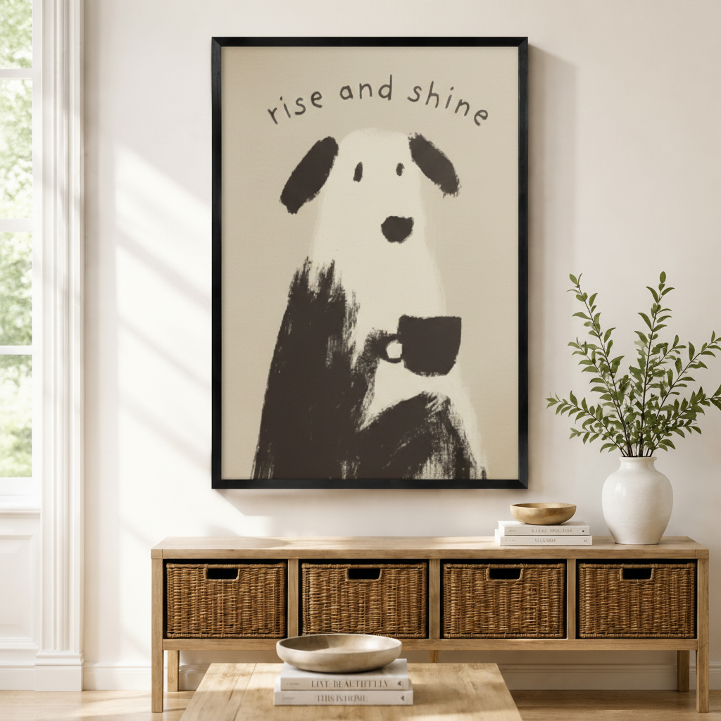 Rise and Shine Dog Canvas Wall Art