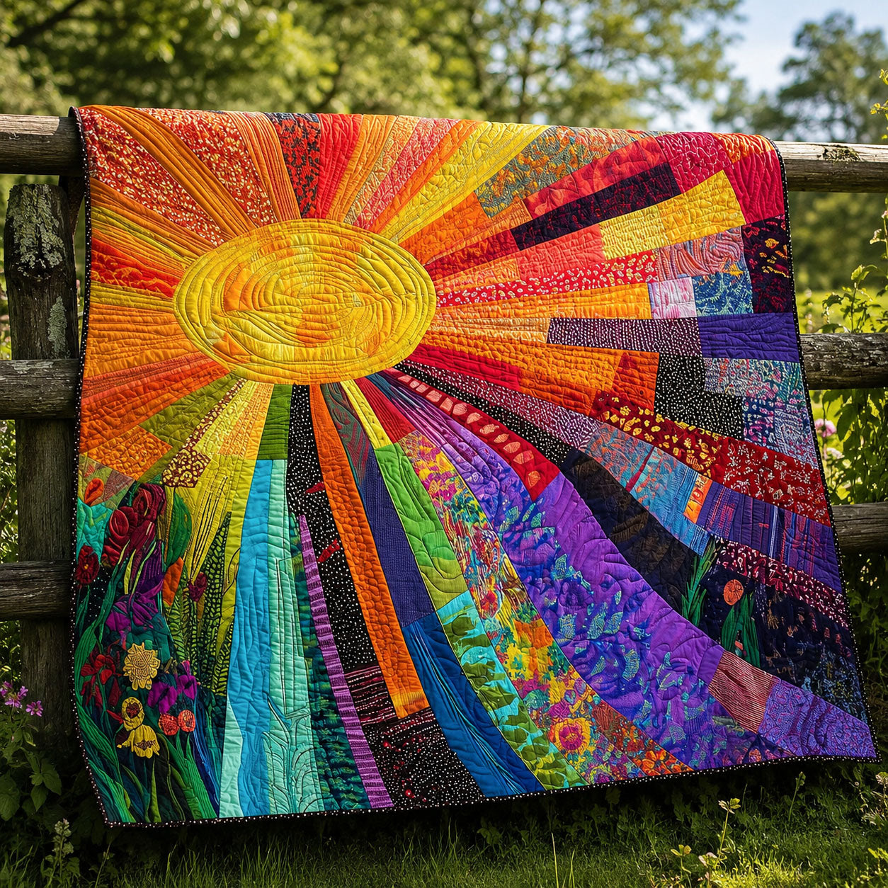 Rising Sun Quilt Blanket - Quilted Blanket by Wild and Way