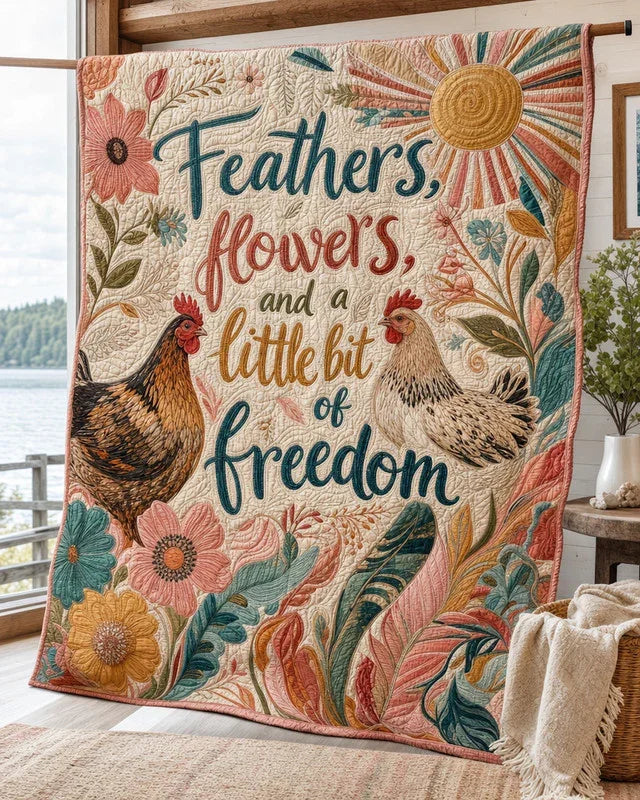Roaming Feathers Quilt Blanket - Quilted Blanket by Wild and Way