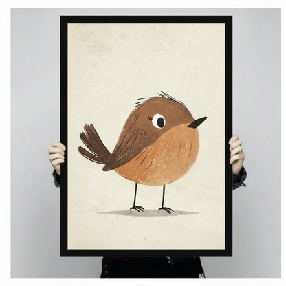 Cute Robin Bird Watercolor Canvas Wall Art