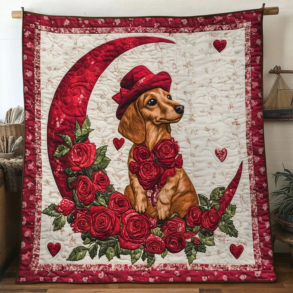Romance Dachshund Quilt Blanket