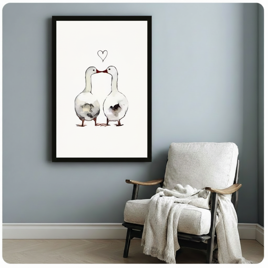 Love Geese Romantic Couple Canvas Wall Art
