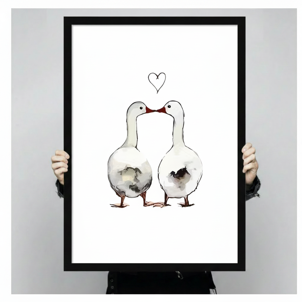 Love Geese Romantic Couple Canvas Wall Art