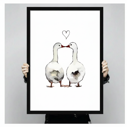 Love Geese Romantic Couple Canvas Wall Art