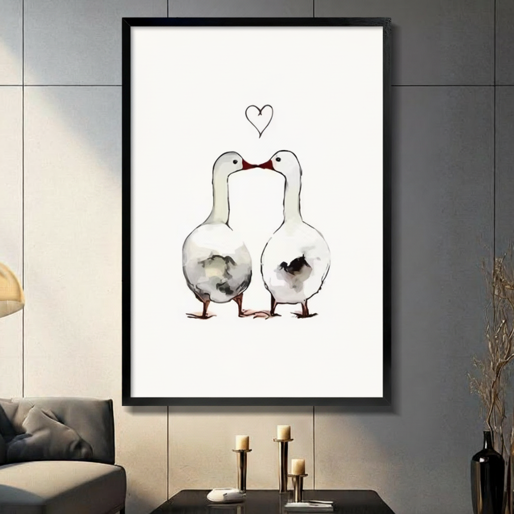 Love Geese Romantic Couple Canvas Wall Art