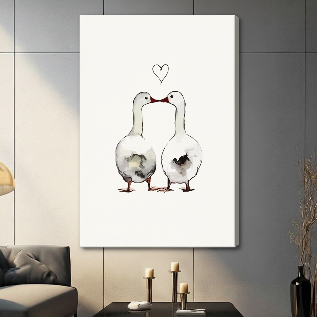 Love Geese Romantic Couple Canvas Wall Art