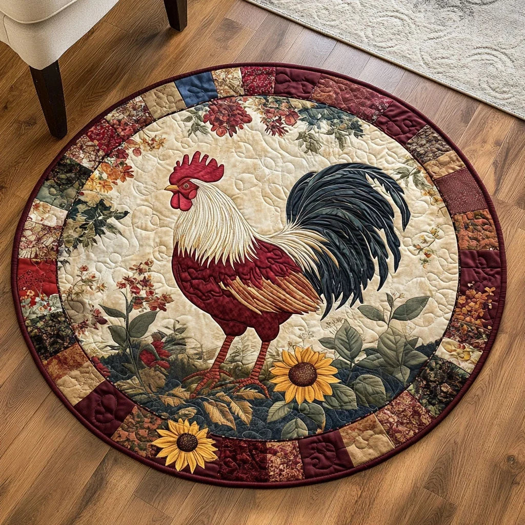 Rooster Mornings Quilted Round Mat