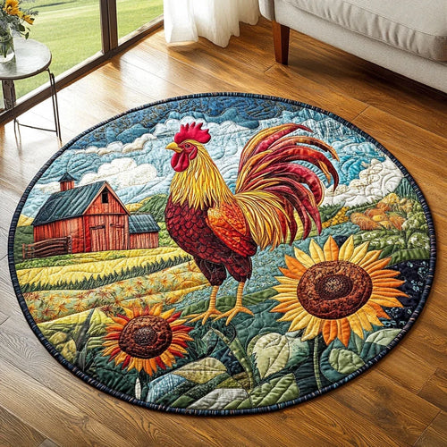 Rooster Parade Quilted Round Mat