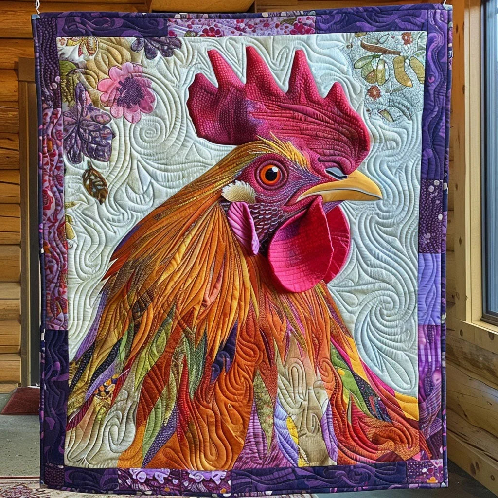 Rooster Portrait Quilt Blanket