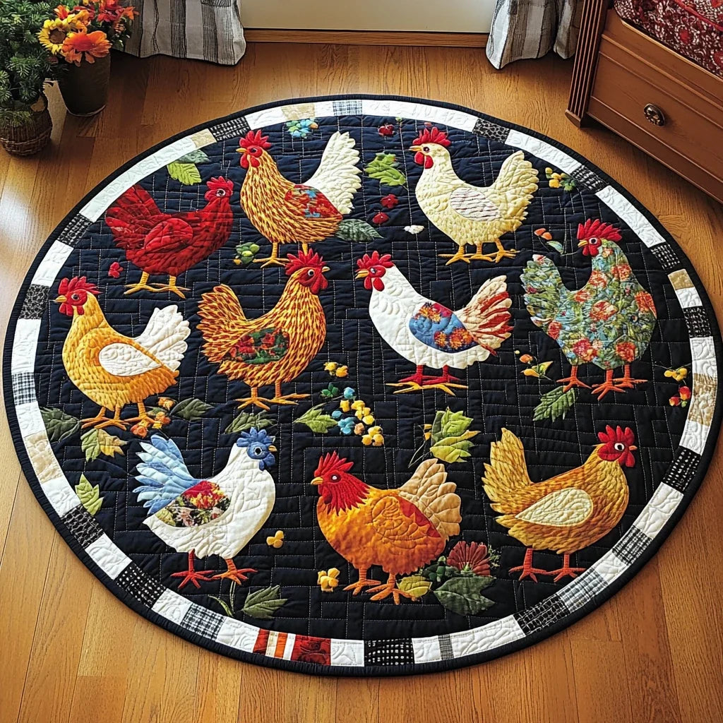 Rooster Radiance Quilted Round Mat