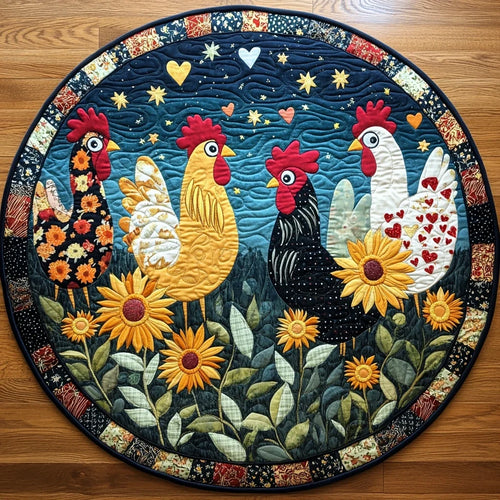 Rooster Radiance Quilted Round Mat