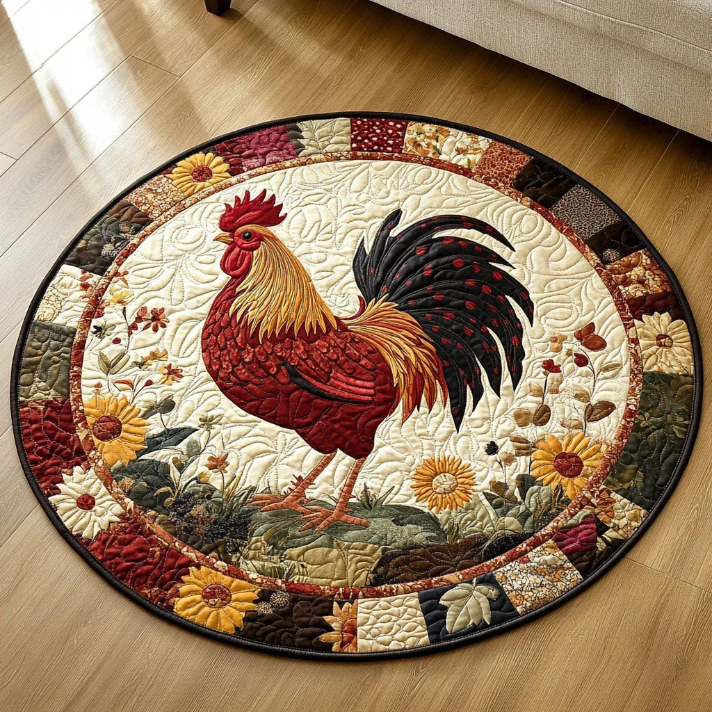 Rooster Revelry Quilted Round Mat