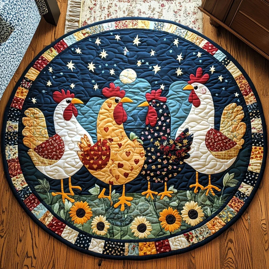 Roosters Nest Quilted Round Mat