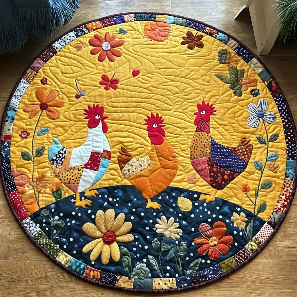 Roosters Roost Quilted Round Mat