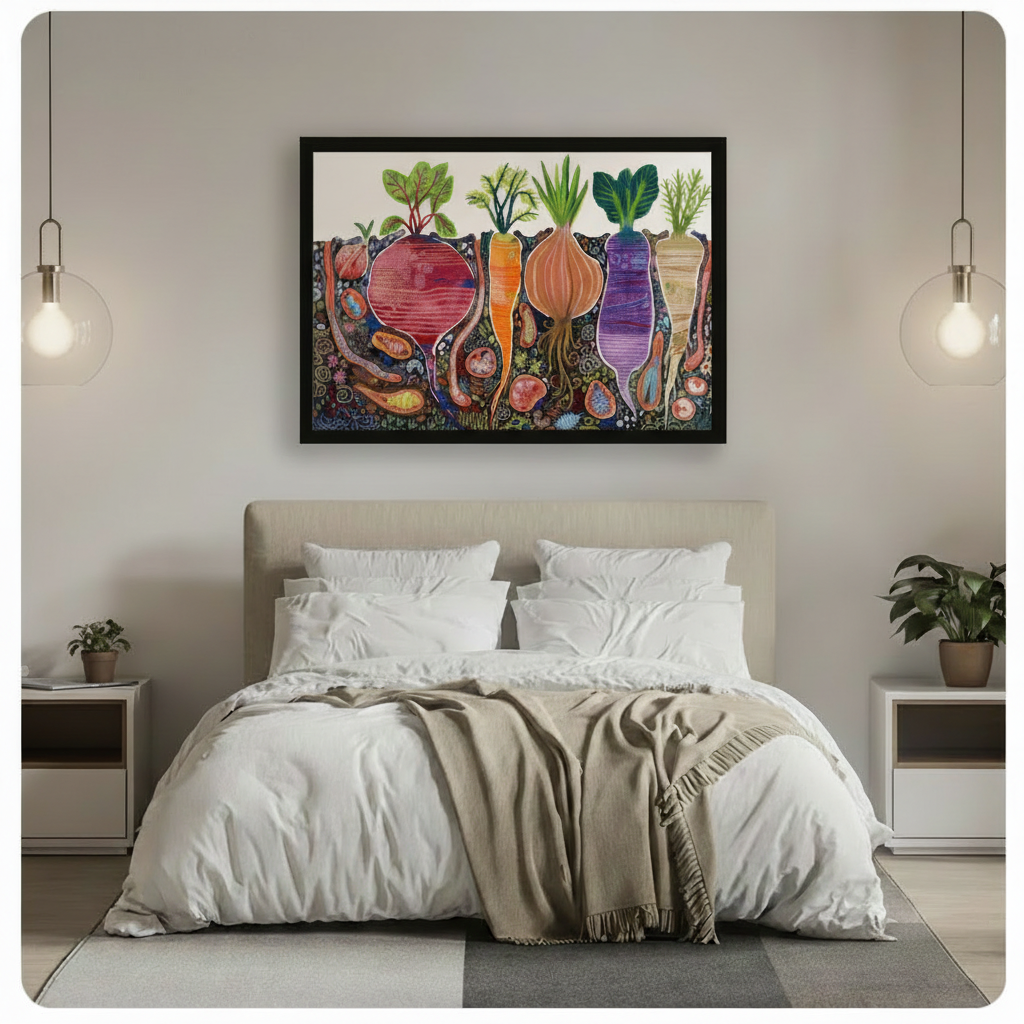 Colorful Root Vegetables Garden Folk Art Canvas