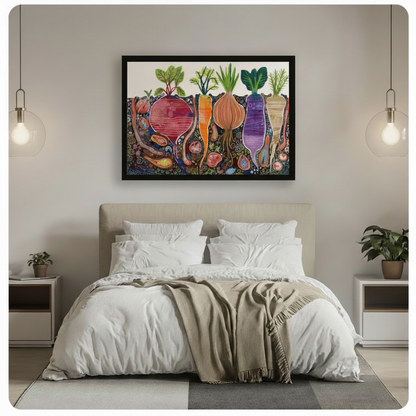 Colorful Root Vegetables Garden Folk Art Canvas