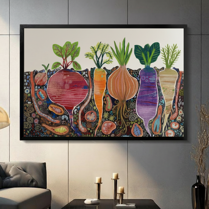 Colorful Root Vegetables Garden Folk Art Canvas