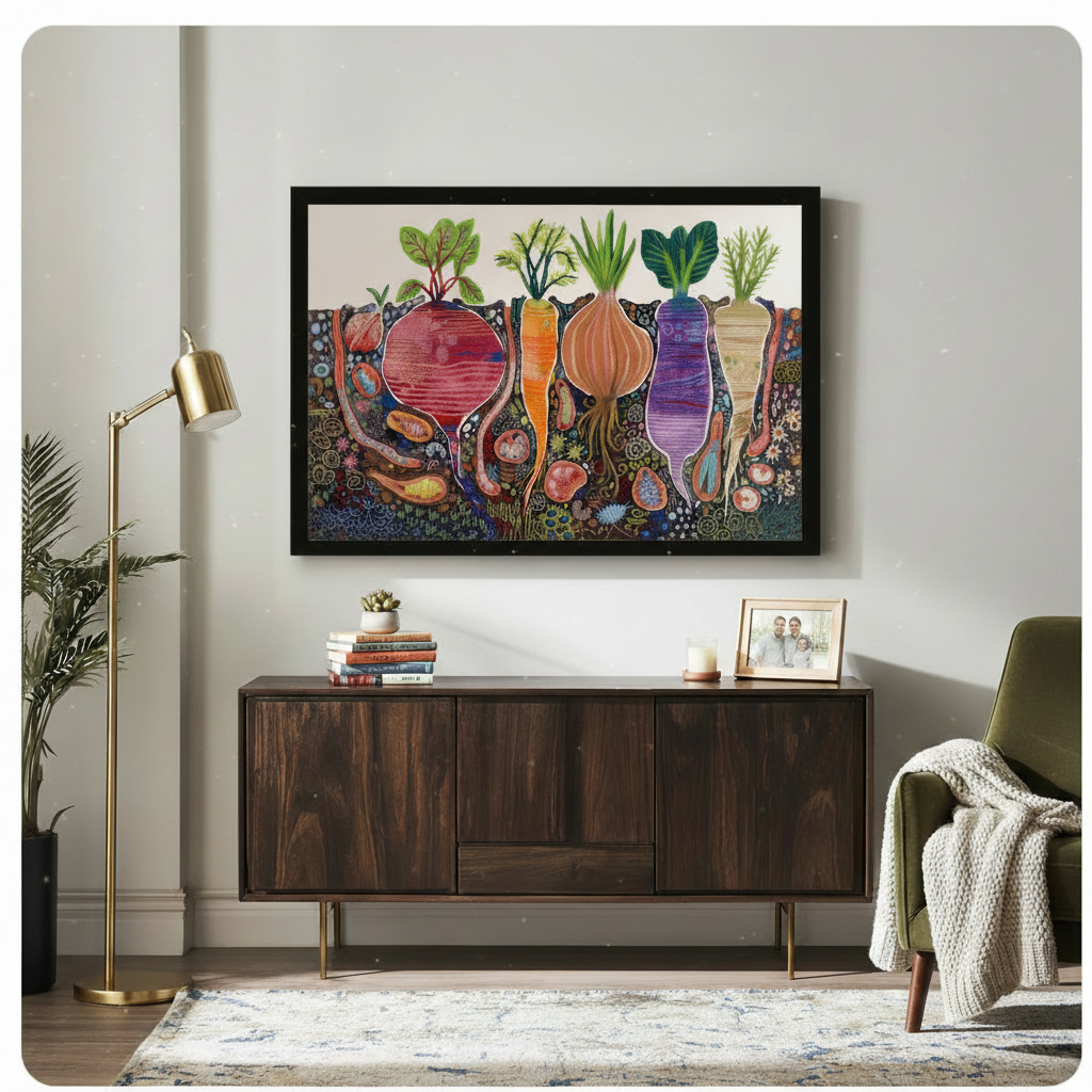 Colorful Root Vegetables Garden Folk Art Canvas