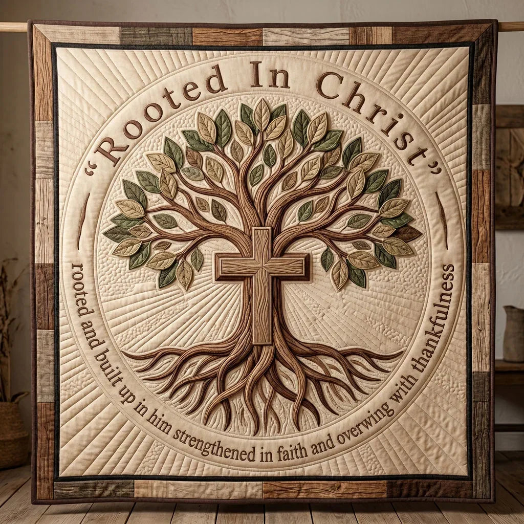 Rooted In Christ Tree Of Faith Quilt Blanket