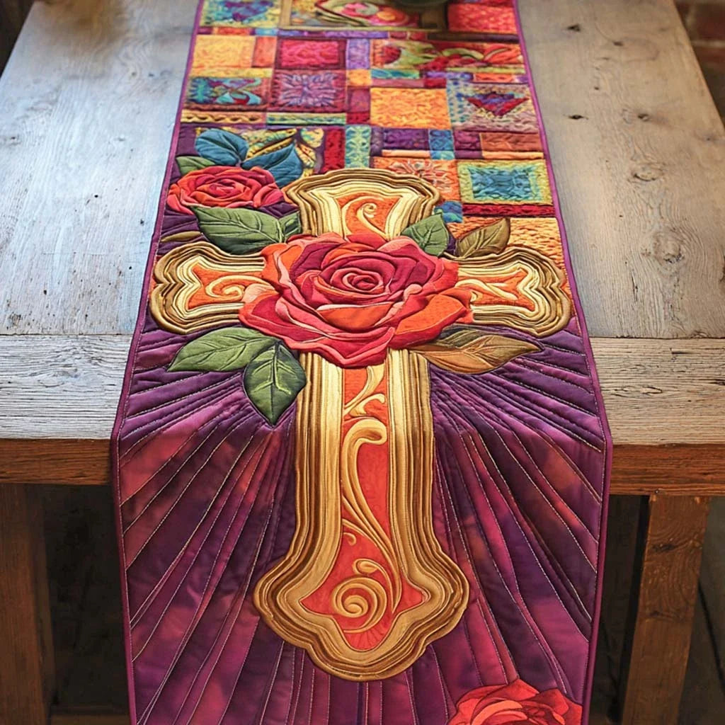 Rose of Faith Quilted Table Runner