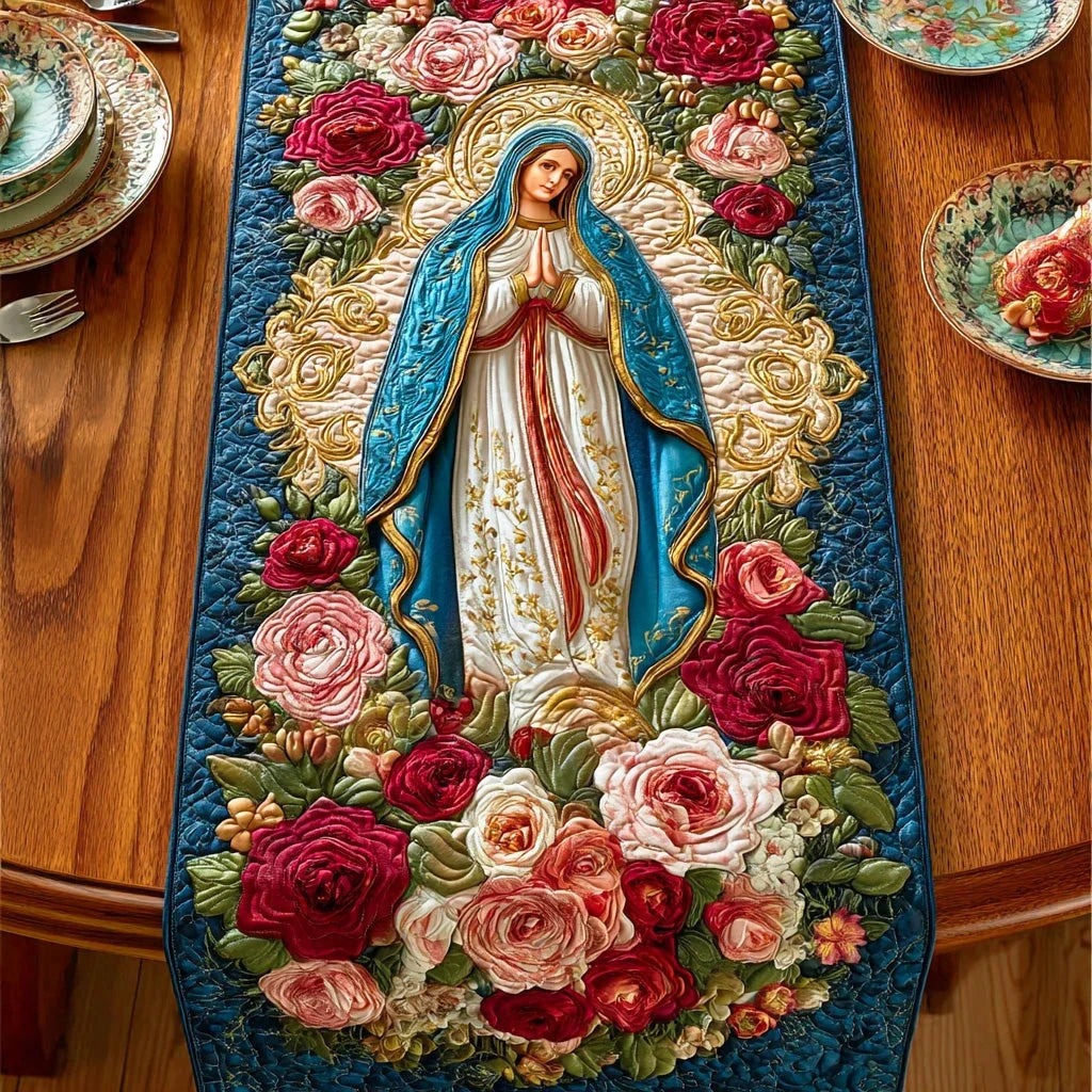Rose of Mary Quilted Table Runner
