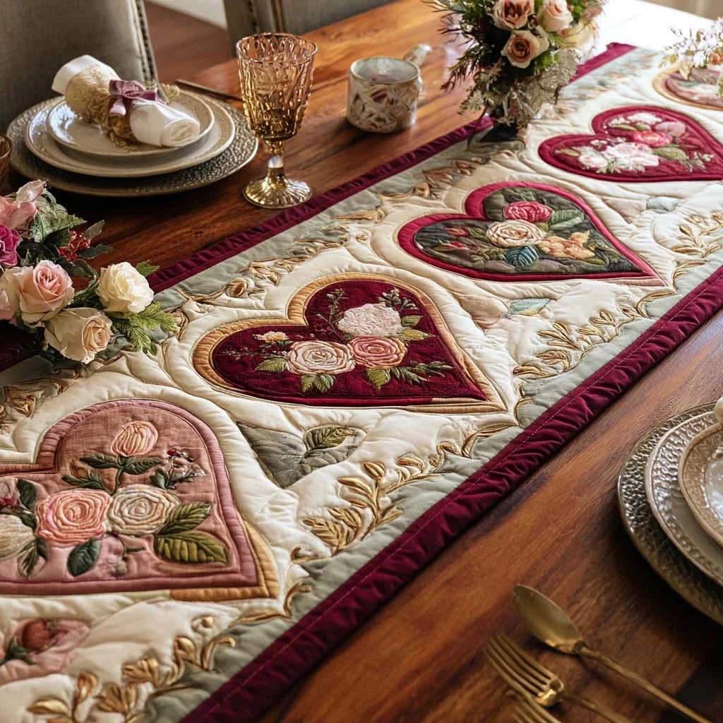 Rose Serenity Quilted Table Runner