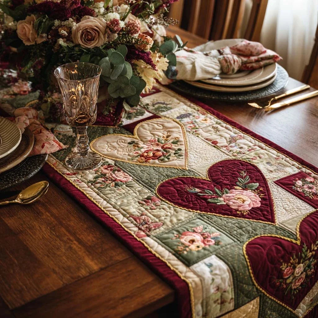 Rose Tranquility Quilted Table Runner